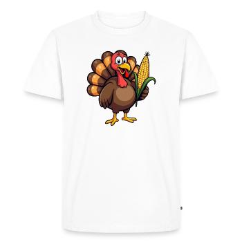 Thanksgiving Drôle Dinde de Thanksgiving - T-shirt Premium bio Homme - blanc - Devant - Nico (187cm)