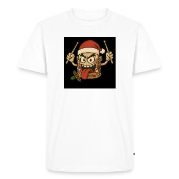 Christmas drum with a cheeky face - Men's Premium Organic T-Shirt - white - Front - Nico (187cm)