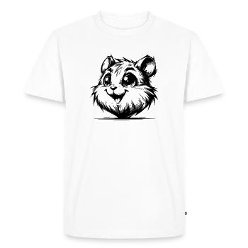 Drôle de hamster sourire Rongeur plein de joie de vivre - T-shirt Premium bio Homme - blanc - Devant - Nico (187cm)