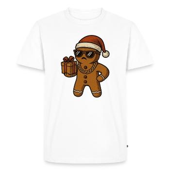 Père Noël en pain d’épices avec lunettes de soleil de Noël - T-shirt Premium bio Homme - blanc - Devant - Nico (187cm)