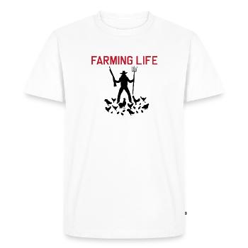 Nouveau design : Fermier fou en rouge noir - T-shirt Premium bio Homme - blanc - Devant - Nico (187cm)