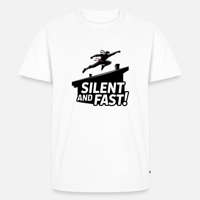 Silent Ninja Dachsprung - Männer Premium Bio T-Shirt - Weiß