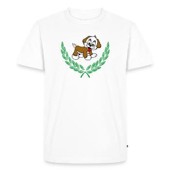 Couronne de chien en laurier vert – Félicitations - T-shirt Premium bio Homme - blanc - Devant - Nico (187cm)