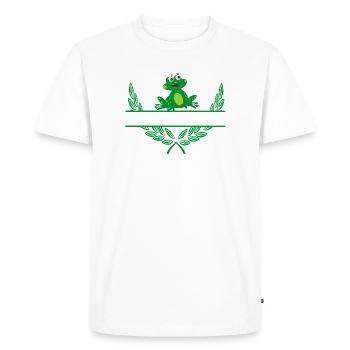 Couronne de laurier grenouille avec espace de noms - T-shirt Premium bio Homme - blanc - Devant - Nico (187cm)