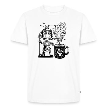 Grind or Die: Robot Chef for Baristas - Men's Premium Organic T-Shirt - white - Front - Nico (187cm)