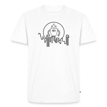 City Silhouette Robot: AI Meets Urban Design - Men's Premium Organic T-Shirt - white - Front - Nico (187cm)