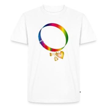 Motif de collier arc-en-ciel avec pendentifs - T-shirt Premium bio Homme - blanc - Devant - Nico (187cm)