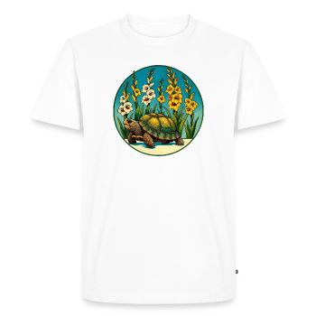Sunlit Turtle in Floral Border - Men's Premium Organic T-Shirt - white - Front - Nico (187cm)