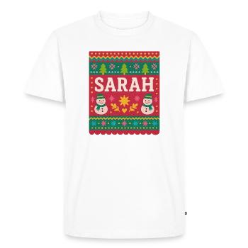 Sarah Christmas Snowman Art Festif - T-shirt Premium bio Homme - blanc - Devant - Nico (187cm)