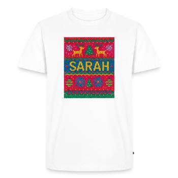 Paillasson en tricot de Noël Sarah - T-shirt Premium bio Homme - blanc - Devant - Nico (187cm)