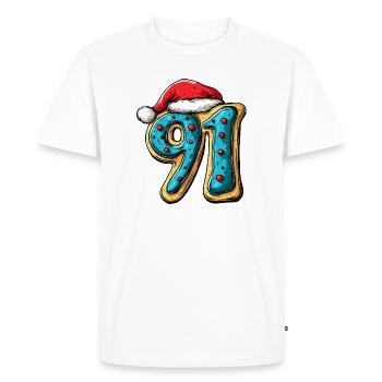 91 Numéro Cookie Noël - T-shirt Premium bio Homme - blanc - Devant - Nico (187cm)
