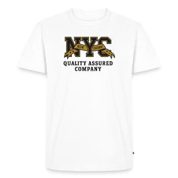 Logo vintage du NYC College Vintage - T-shirt Premium bio Homme - blanc - Devant - Nico (187cm)