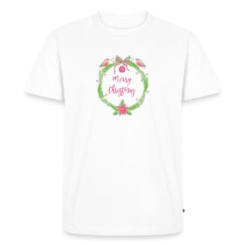 Couronne de Noël festive Joyeux Noël - T-shirt Premium bio Homme - blanc - Devant - Nico (187cm)