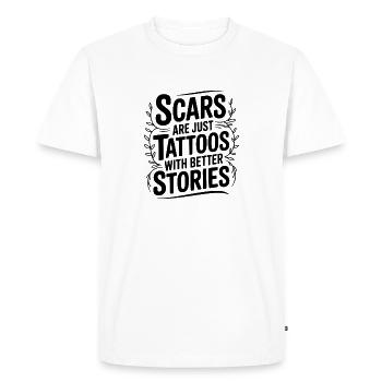 Les cicatrices ne sont que des tatouages avec de meilleures histoires - T-shirt Premium bio Homme - blanc - Devant - Nico (187cm)