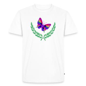 Papillon en couronne de laurier vert - T-shirt Premium bio Homme - blanc - Devant - Nico (187cm)