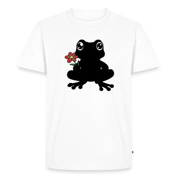 Frog with flower silhouette, silhouette black - Men's Premium Organic T-Shirt - white - Front - Nico (187cm)