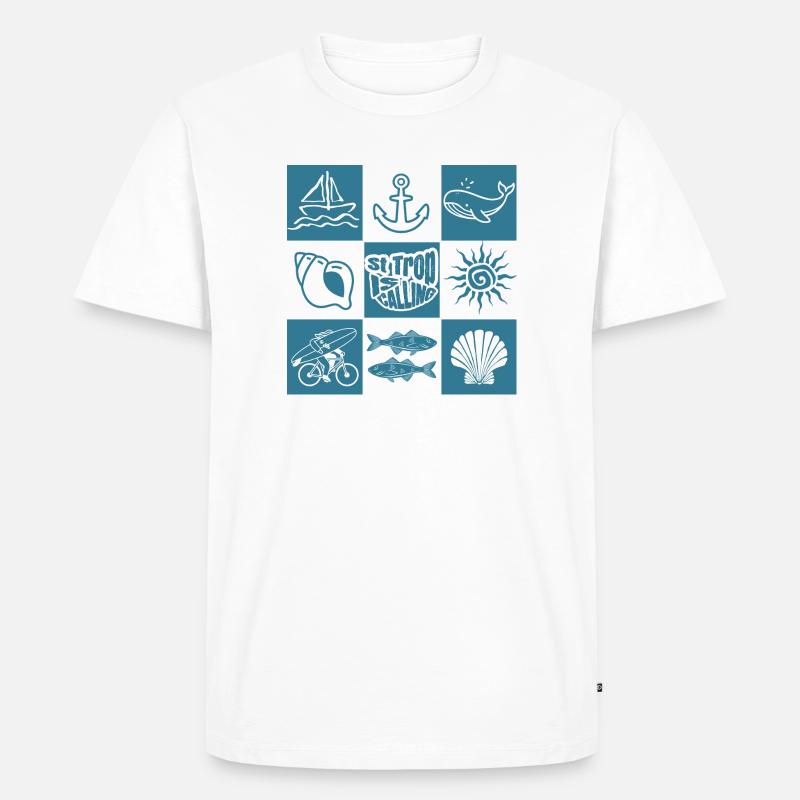 Rufe der ozeanischen nautischen Muster - Männer Premium Bio T-Shirt - Weiß