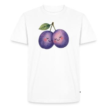 Deux prunes amoureuses de la Saint-Valentin avec amour - T-shirt Premium bio Homme - blanc - Devant - Nico (187cm)