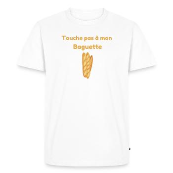Touche pas à mon Baguette - Humour Baguette - T-shirt Premium bio Homme - blanc - Devant - Nico (187cm)