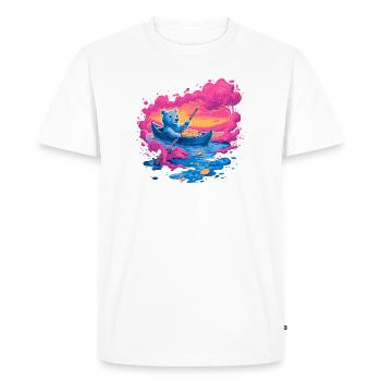 Neon bear in pink sunset canoe - Men's Premium Organic T-Shirt - white - Front - Nico (187cm)