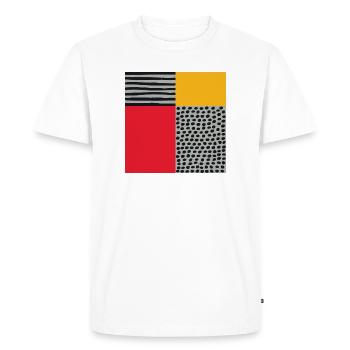 Scandi Art: Abstract Geometry in Red-Orange - Men's Premium Organic T-Shirt - white - Front - Nico (187cm)