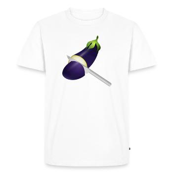 Aubergine lumineuse avec couteau de cuisine - T-shirt Premium bio Homme - blanc - Devant - Nico (187cm)