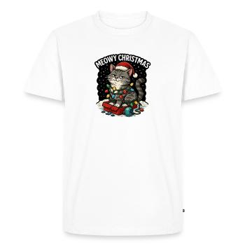 Chat de Noël Miaulant - T-shirt Premium bio Homme - blanc - Devant - Nico (187cm)