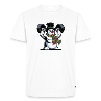 Strong Snowman Weightlifting Fitness Winter - Men's Premium Organic T-Shirt - white - Front - Nico (187cm)