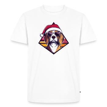 Dog in Santa Style Cool - Men's Premium Organic T-Shirt - white - Front - Nico (187cm)