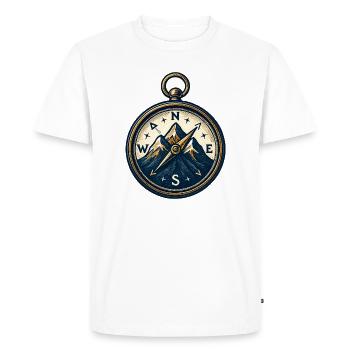 Compass on mountain background - skiing - hiking - Men's Premium Organic T-Shirt - white - Front - Nico (187cm)