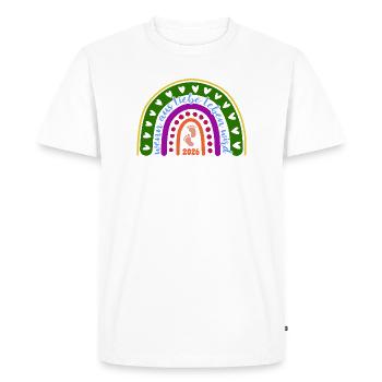 Quand l’amour devient vie - Bébé 2026 - T-shirt Premium bio Homme - blanc - Devant - Nico (187cm)