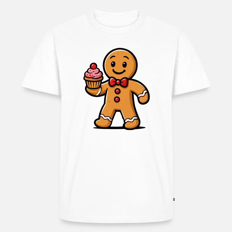 Lebkuchenmann Cupcake Cartoon - Männer Premium Bio T-Shirt - Weiß