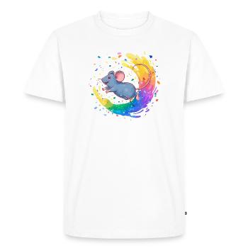 Souris colorée dans un tourbillon de couleurs - T-shirt Premium bio Homme - blanc - Devant - Nico (187cm)