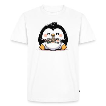 Penguin with noodles ramen kawaii penguin - Men's Premium Organic T-Shirt - white - Front - Nico (187cm)