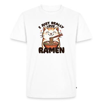 Cat with noodles ramen kawaii cat - Men's Premium Organic T-Shirt - white - Front - Nico (187cm)