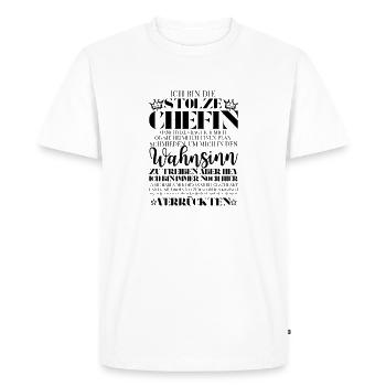 Patron de la bande de fous - disant sur le pouvoir féminin - T-shirt Premium bio Homme - blanc - Devant - Nico (187cm)