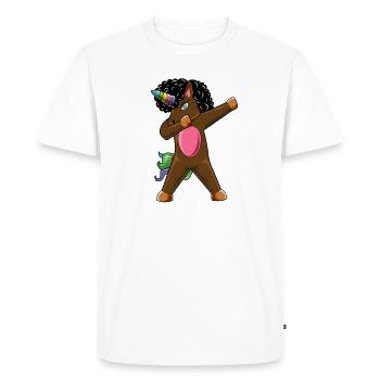 Unicorn Afro Hair Dabbing Rainbow Cute Kids Design - Men's Premium Organic T-Shirt - white - Front - Nico (187cm)