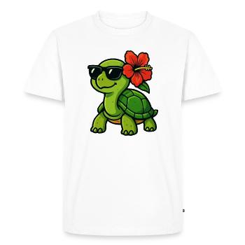 Sun turtle with hibiscus - Men's Premium Organic T-Shirt - white - Front - Nico (187cm)