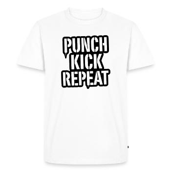 Punch, Kick, Repeat Lettering - Kickboxing - Men's Premium Organic T-Shirt - white - Front - Nico (187cm)