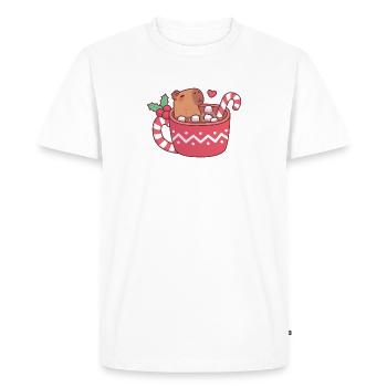 Cute Capybara Chilling In Hot Cocoa With Marshmall - Men's Premium Organic T-Shirt - white - Front - Nico (187cm)