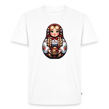 Matriochka en russe Matriochka Poupée Russe - T-shirt Premium bio Homme - blanc - Devant - Nico (187cm)