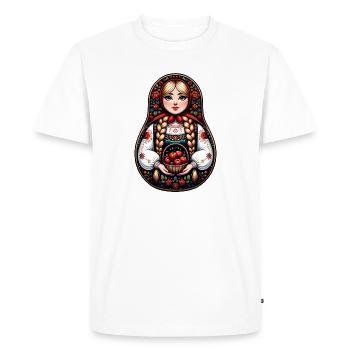 Matriochka en russe Matriochka Poupée Russe - T-shirt Premium bio Homme - blanc - Devant - Nico (187cm)