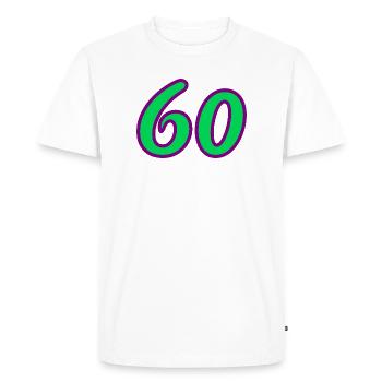 60. 60 ANS. 60e ANNIVERSAIRE. ANNIVERSAIRE 60 ANS. - T-shirt Premium bio Homme - blanc - Devant - Nico (187cm)