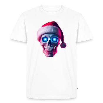 Crâne néon Santa - T-shirt Premium bio Homme - blanc - Devant - Nico (187cm)