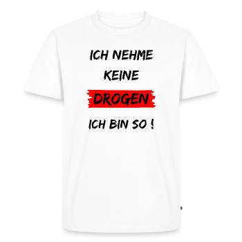 Je ne prends pas de drogue - je suis comme ça - T-shirt Premium bio Homme - blanc - Devant - Nico (187cm)