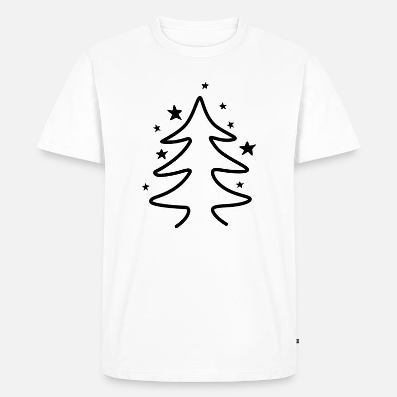 Minimalistischer Weihnachtsbaum mit Sternen - Männer Premium Bio T-Shirt - Weiß
