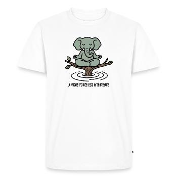 Zen Elephant on Branch - Men's Premium Organic T-Shirt - white - Front - Nico (187cm)