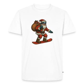 Le Père Noël sur le snowboard avec des cadeaux - T-shirt Premium bio Homme - blanc - Devant - Nico (187cm)