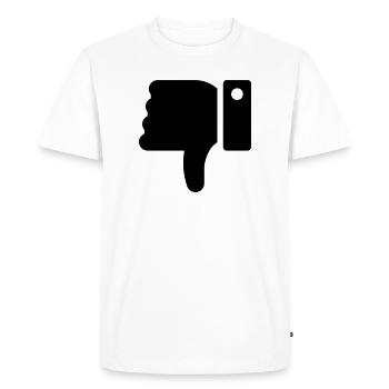 Ne j’aime pas la main, symbole du détracteur, pouce en bas - T-shirt Premium bio Homme - blanc - Devant - Nico (187cm)