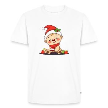 Funny Xmas baby in winter look - Men's Premium Organic T-Shirt - white - Front - Nico (187cm)